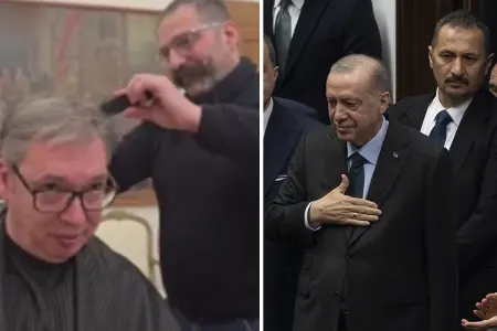 Serbiya Prezidenti bərbərini Ərdoğanın cangüdəninə bənzətdi - – VİDEO