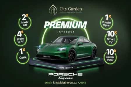 Porsche Taycan hədiyyəli lotereya təşkil edilir - Kristal Abşeron - VİDEO