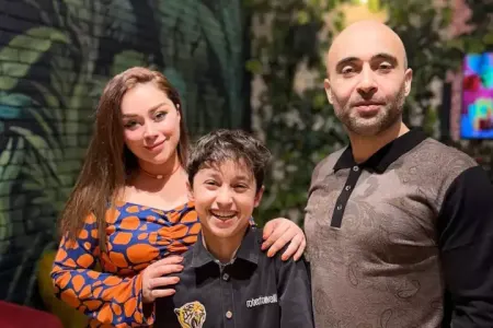 Xatirə oğlu və həyat yoldaşı ilə