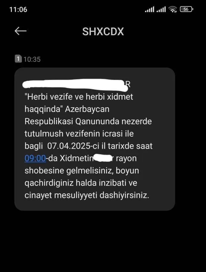 30 yaşdan yuxarı şəxslərə çağırış mesajı gəlir?