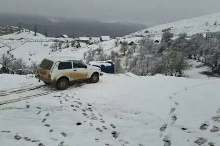 Göygölə qar yağır - FOTO