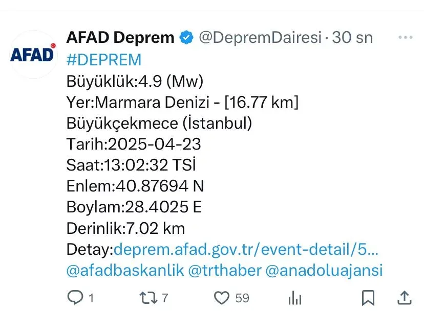 Türkiyədə ardıcıl 7 güclü ZƏLZƏLƏ - YENİLƏNİB