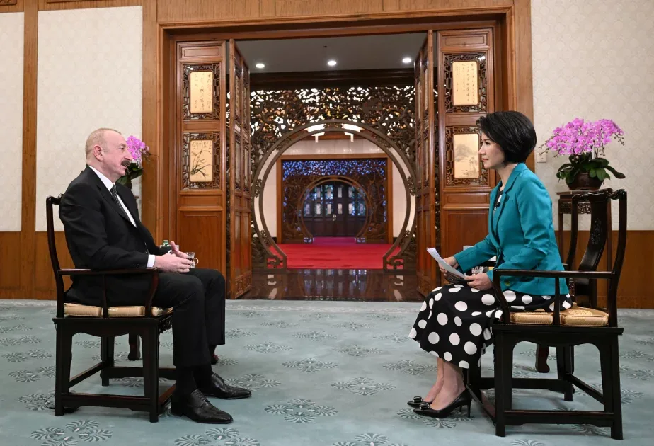 Prezident Pekində CGTN telekanalına müsahibə verdi - FOTOLAR