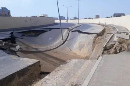 Bakıda bu yol 20 gündə ikinci dəfə çökdü