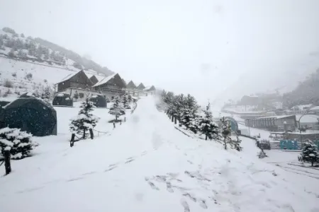 Mayın ortasında lopa-lopa qar yağdı