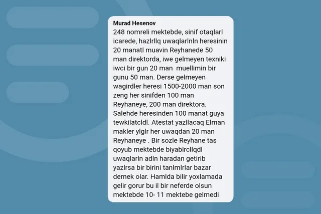 Binəqədidə məktəb direktoru ilə bağlı İDDİALAR: - Sinif otaqları icarəyə verilir?