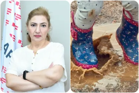 Bakıda palçıqlı ayaqqabılarla dərsə gedən uşaqlar, “qulaqlıqlı məmurlar”