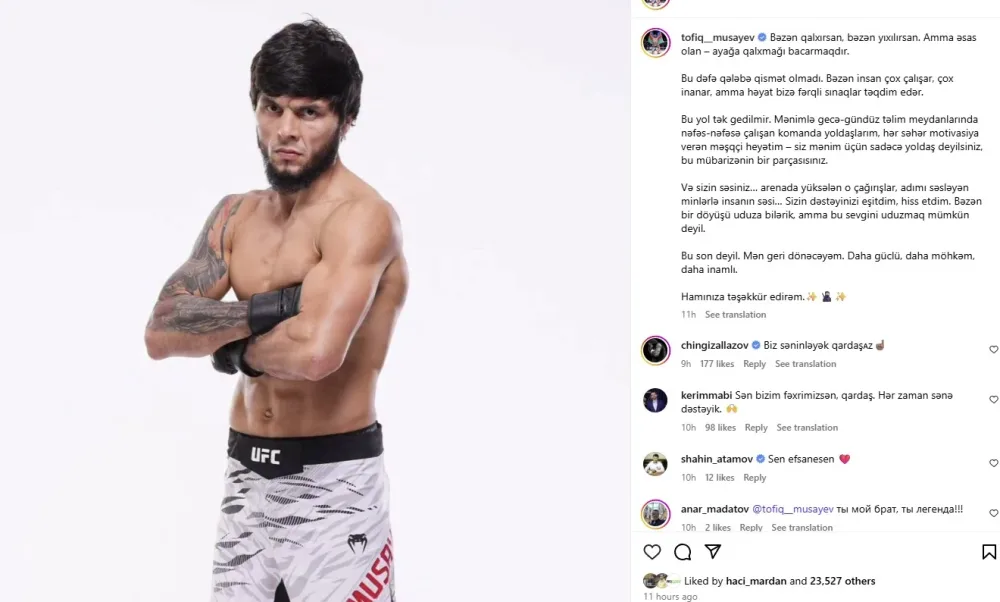 “Daha güclü geri dönəcəyəm” - Tofiq Musayev