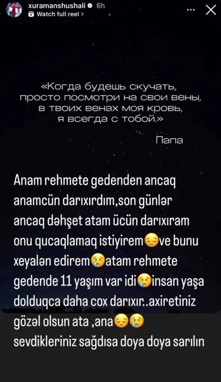 "Onun üçün çox darıxıram"