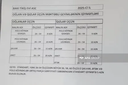 Sabahdan məktəbli formaları UCUZLAŞIR - – YENİ QİYMƏTLƏR