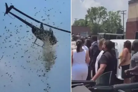 Bu ölkədə helikopterdən PUL YAĞDIRILDI