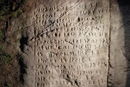 Run əlifbası ilə yazılmış dua olan daş lövhə tapıldı