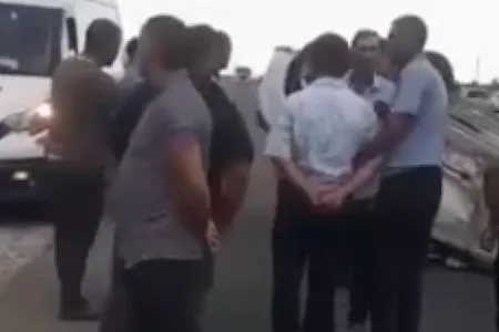 Bakı-Quba yolunda "Hyundai" aşdı - VİDEO