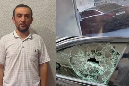 Bakıda maşının şüşəsini qəsdən sındıran şəxs saxlanıldı - VİDEO