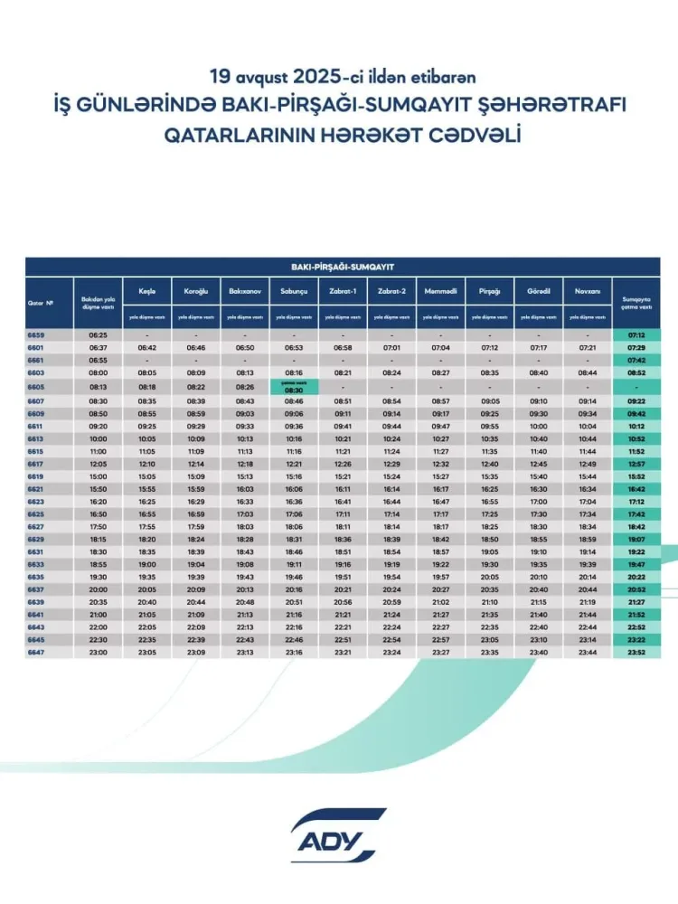 Bu qatarların qrafikində bəzi dəyişikliklər edildi