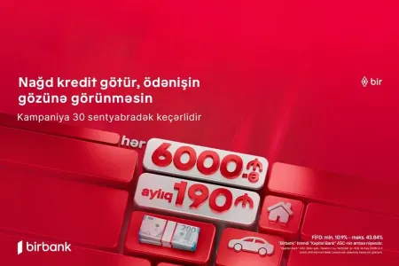 "Kapital Bank"dan yeni kredit kampaniyası: 6 000 AZN götür, aylıq 190 AZN ödə