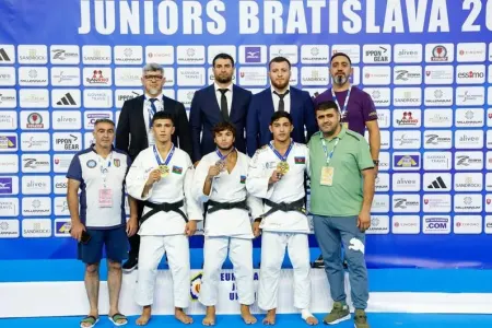 Azərbaycan kişi cüdoçuları Avropa çempionatında birinci oldular - FOTOLAR