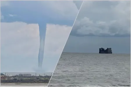 Xəzər dənizində tornado göründü - VİDEO