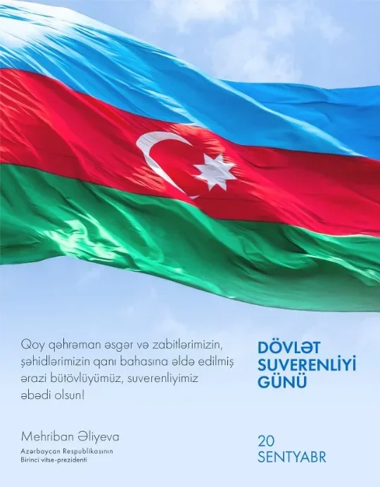Mehriban Əliyeva: "Suverenliyimiz əbədi olsun!"