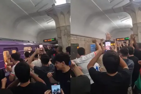 Stadiondan metroya daşan sevinc... - Video