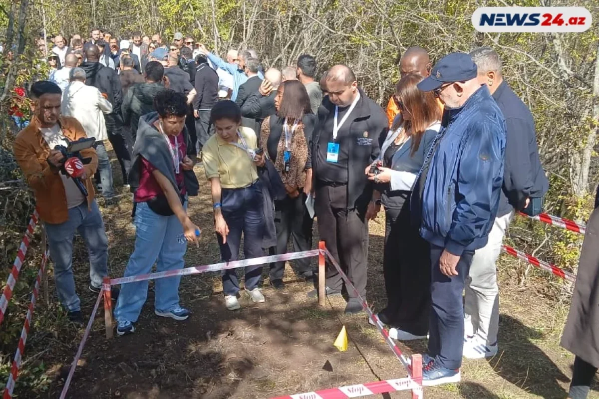 Konfrans iştirakçıları Ağdərədə kütləvi məzarlıqda - Foto