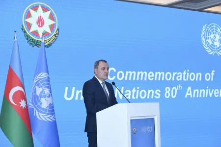 Ceyhun Bayramov BMT-nin 80 illik yubileyinə həsr olunmuş tədbirdə çıxış edib - Foto