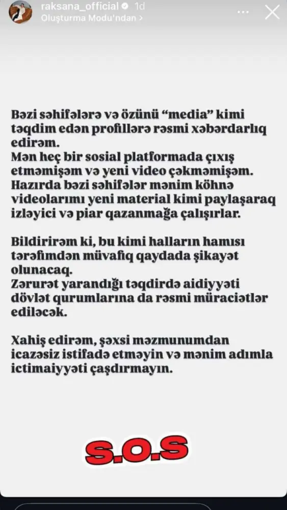 Rəqsanədən bu şəxslərə xəbərdarlıq - Foto