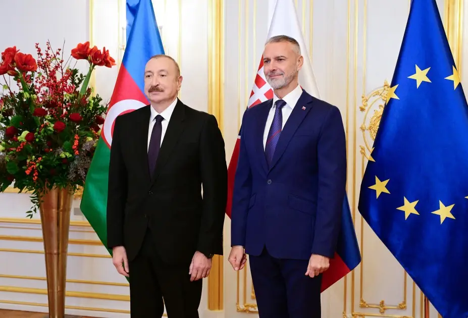 Prezidentin Slovakiya Milli Şurasının sədri ilə təkbətək və geniş tərkibdə görüşləri olub - Foto 