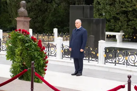 DTX rəisi Heydər Əliyevin məzarını ziyarət etdi - Video