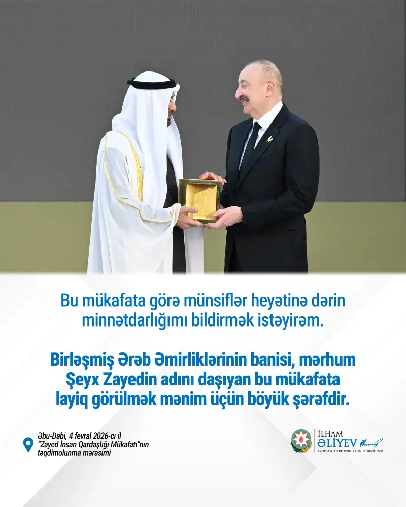 Prezident mükafata görə belə təşəkkür etdi - Foto