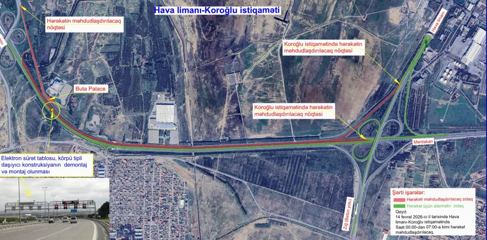 Aeroport yolundan istifadə edəcək sürücülərin nəzərinə! - Foto