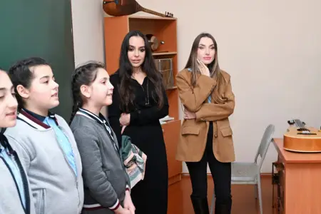 Leyla və Alena Əliyevalar Qubadakı internat məktəbi və STEAM mərkəzində - FOTOLAR