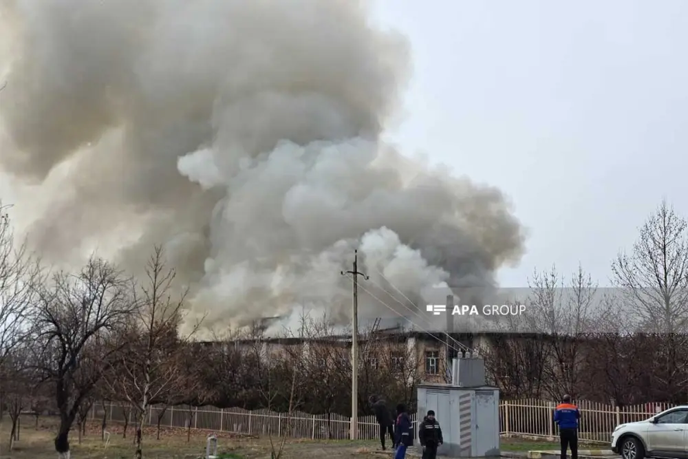 Naxçıvanda hərbi təsərrüfat obyektində yanğın oldu - FOTO