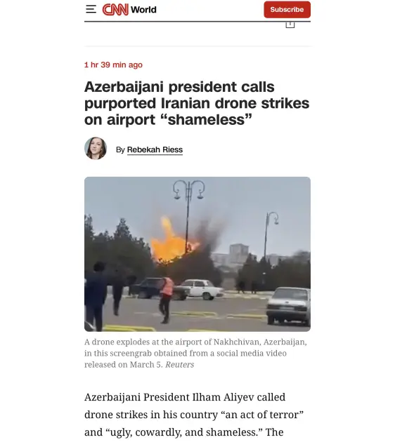 Prezident İlham Əliyevin İranın Azərbaycana dron hücumuna dair fikirləri dünya mediasının diqqət mərkəzindədir