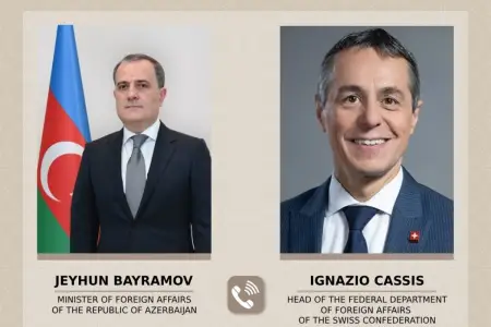 Ceyhun Bayramov isveçrəli həmkarı ilə danışdı