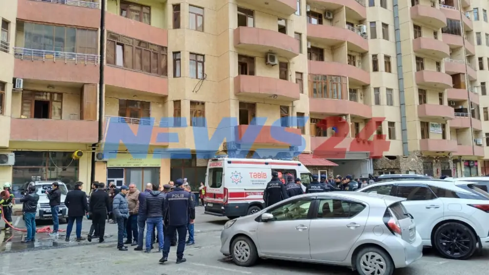 Bakıda yaşayış binasında yanğın söndürüldü - YENİLƏNDİ - VİDEO - FOTOLAR