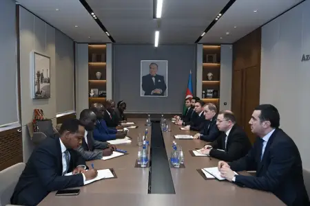 Ceyhun Bayramov uqandalı həmkarı ilə görüşdü