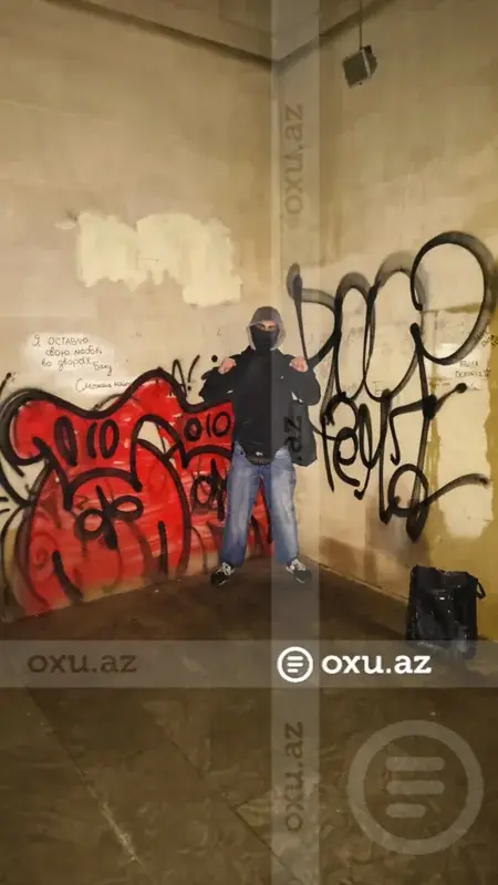 Nizami Kino Mərkəzinin divarlarına qraffiti çəkən şəxslərin FOTOLARI