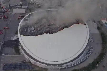 Çempionatın keçirildiyi stadionda güclü yanğın oldu – VİDEO