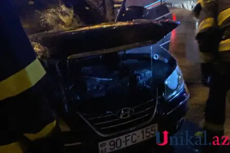 Bakıda avtomobil yandı