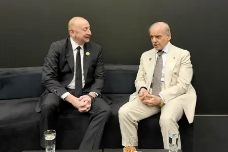 İlham Əliyev Şahbaz Şəriflə görüşdü - FOTO