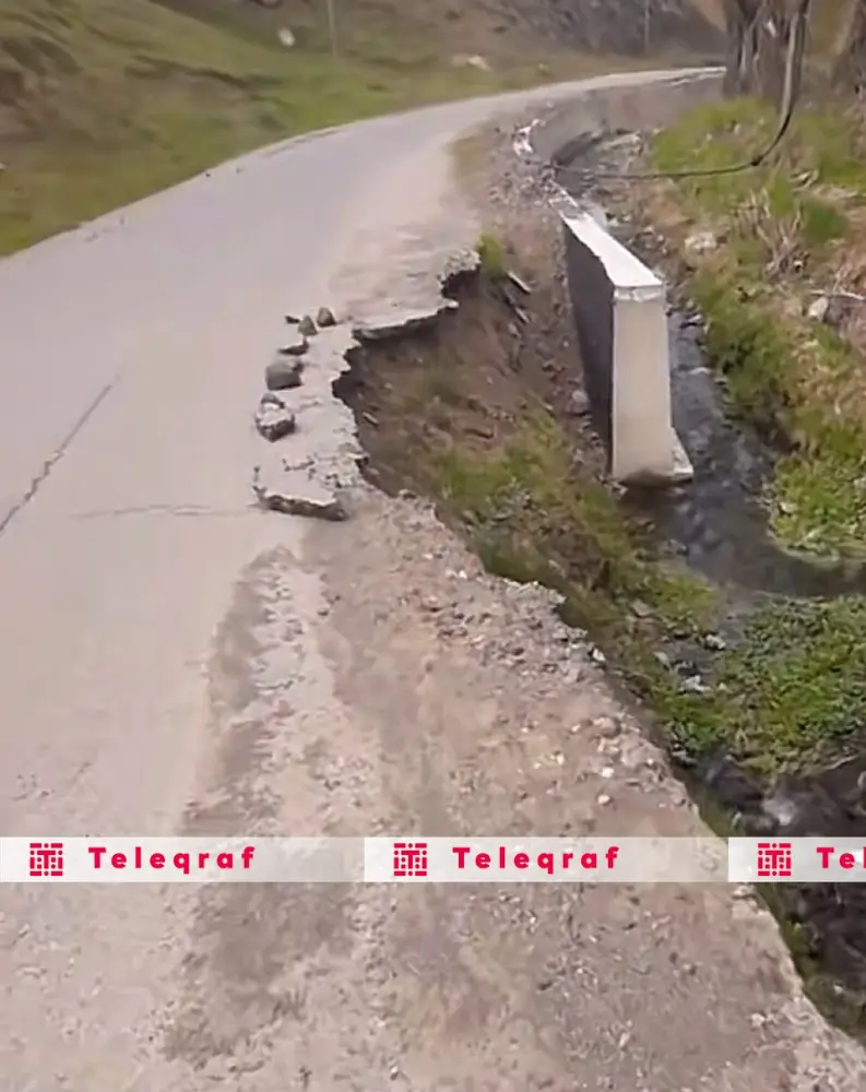 Yardımlı–Deman yolunda təhlükəli vəziyyət — FOTOLAR