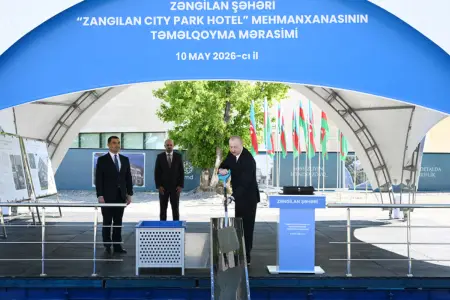 İlham Əliyev “Zangilan City Park Hotel”in təməlini qoydu - Fotolar