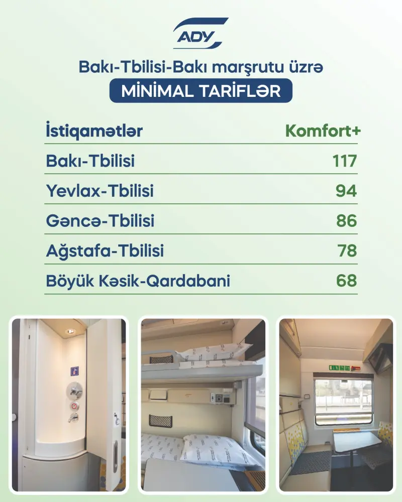 Bakı–Tbilisi qatarında bütün qiymətlər açıqlandı - FOTO 