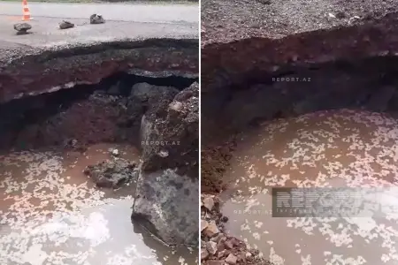 Daşkəsəndə seldən sonra yol çökdü