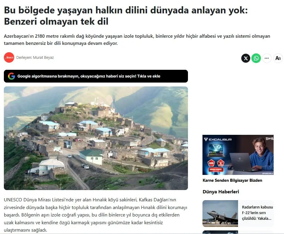 Türkiyə mediası Azərbaycanın bu kəndindən yazdı – FOTO