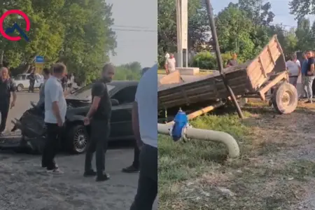 Avtomobil traktorla toqquşdu - Xəsarət alan var - Video