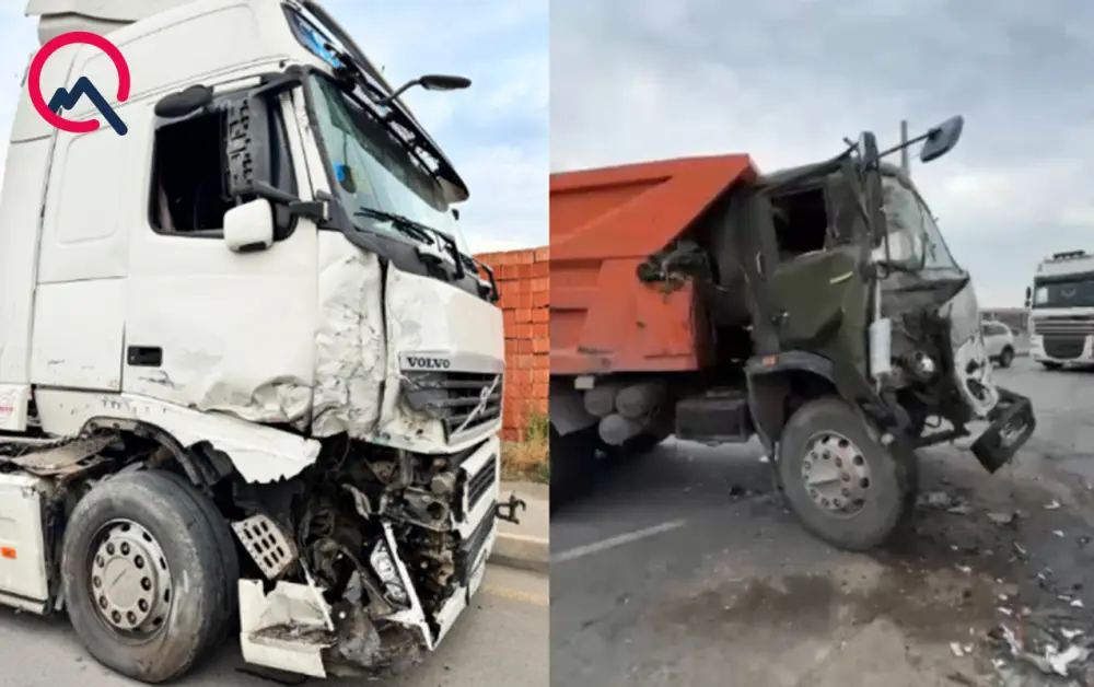 “Kamaz” “TIR”la toqquşdu — FOTO