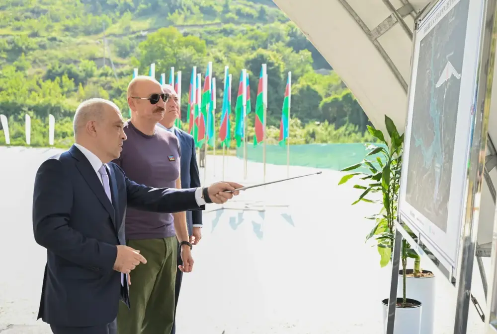 Prezident Laçında "Həkəriçay" su anbarının təməlini qoydu