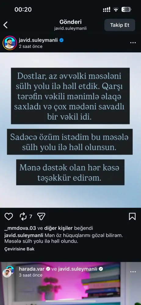 Qalmaqallı paylaşımın ardından barışıq – Blogerdən yeni açıqlama